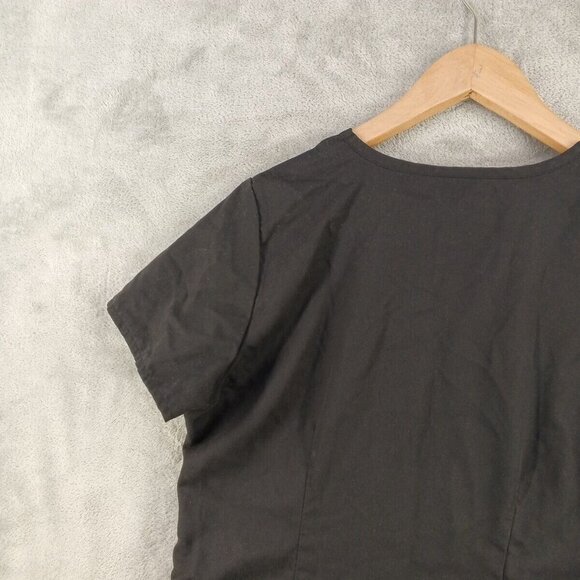 GREY's ANATOMY by BARCO Scrubs Uniform Top Size LARGE(12-14) Black Woven Rayon - Picture 9 of 11
